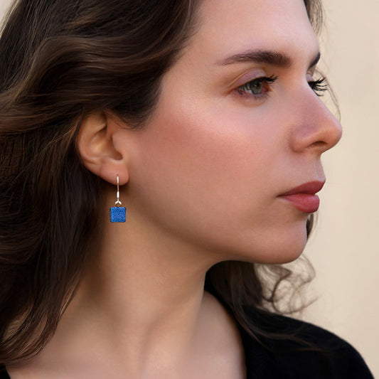 Astra Drop Earrings in Blue Crinkle