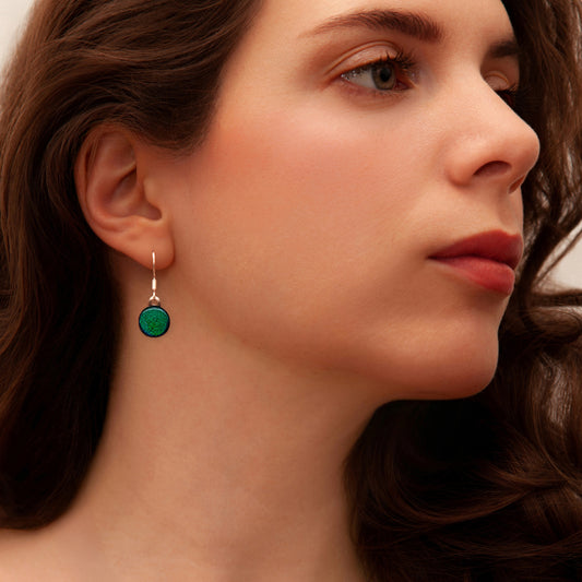 Luna May Drop Earrings in Dark Green
