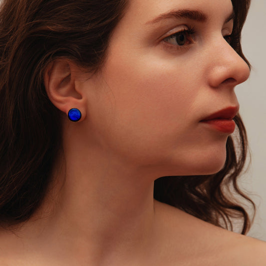 Luna December Stud Earrings in Cobalt Blue