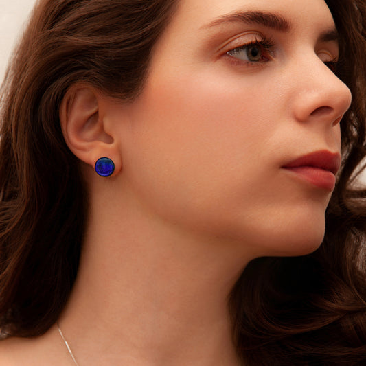 Luna September Stud Earrings in Dark Blue