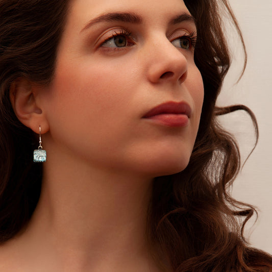 Nova Drop Earrings in Silver Florentine