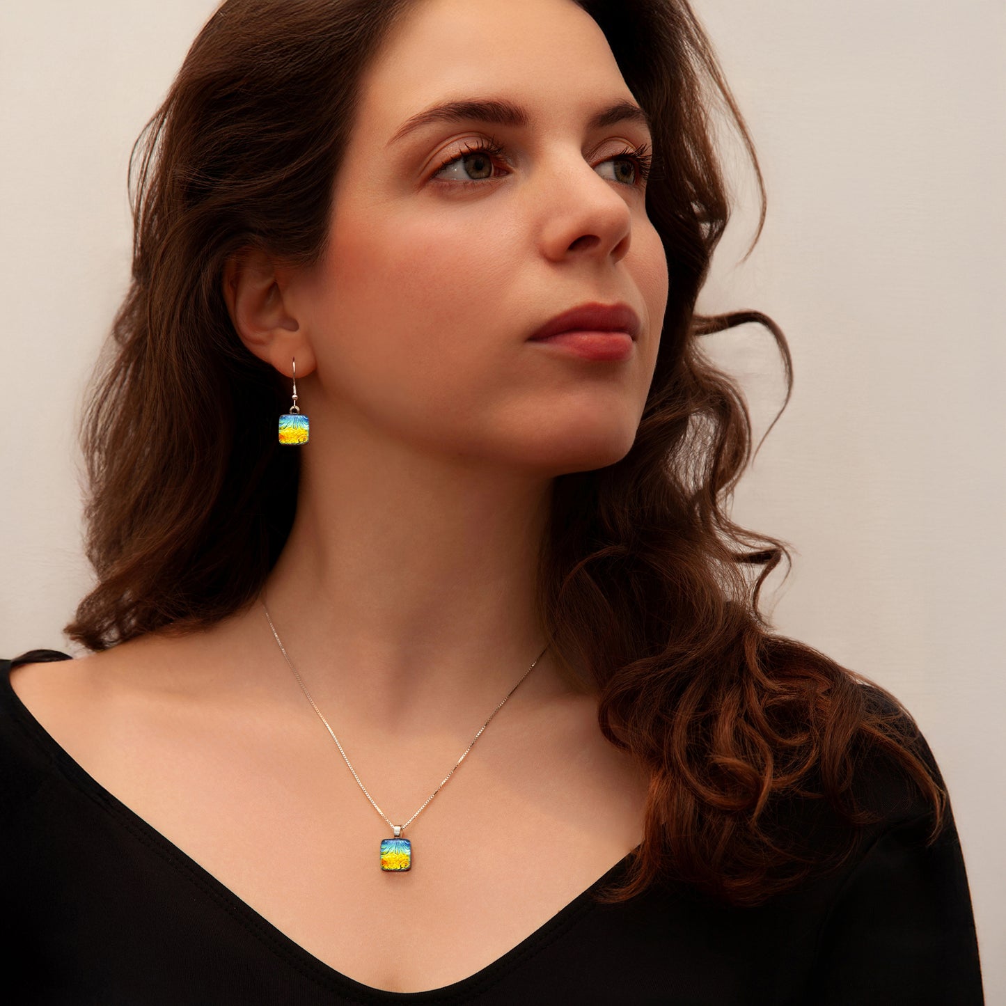 Nova Drop Earrings in Rainbow Florentine