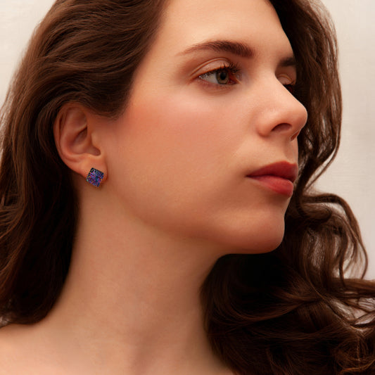 Nova Stud Earrings in Pink Florentine