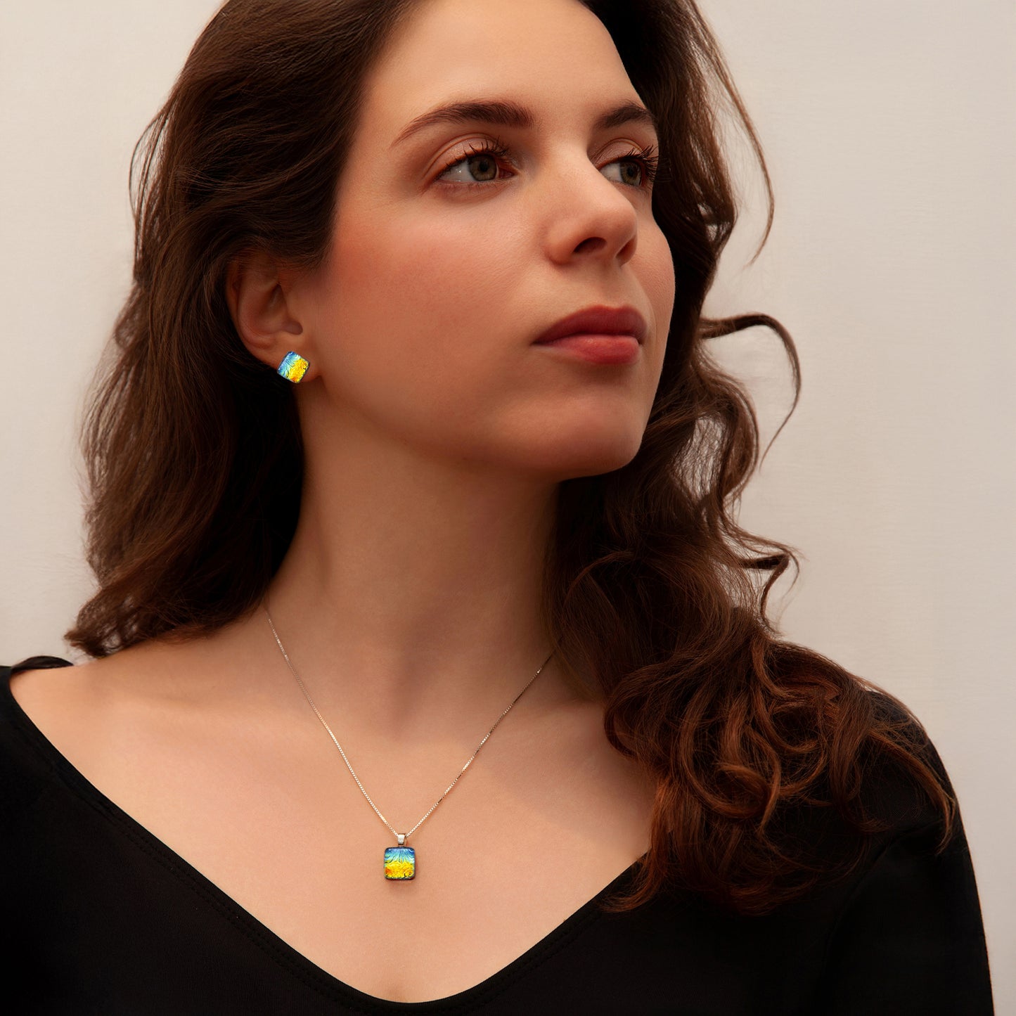 Nova Stud Earrings in Rainbow Florentine