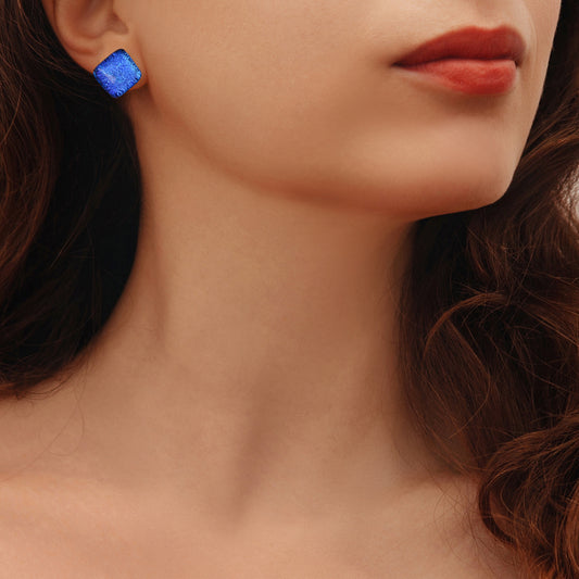 Nova Stud Earrings in Blue Crinkle