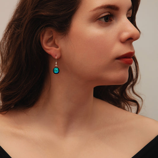 Orb Drop Earrings in Blue Dew Drop