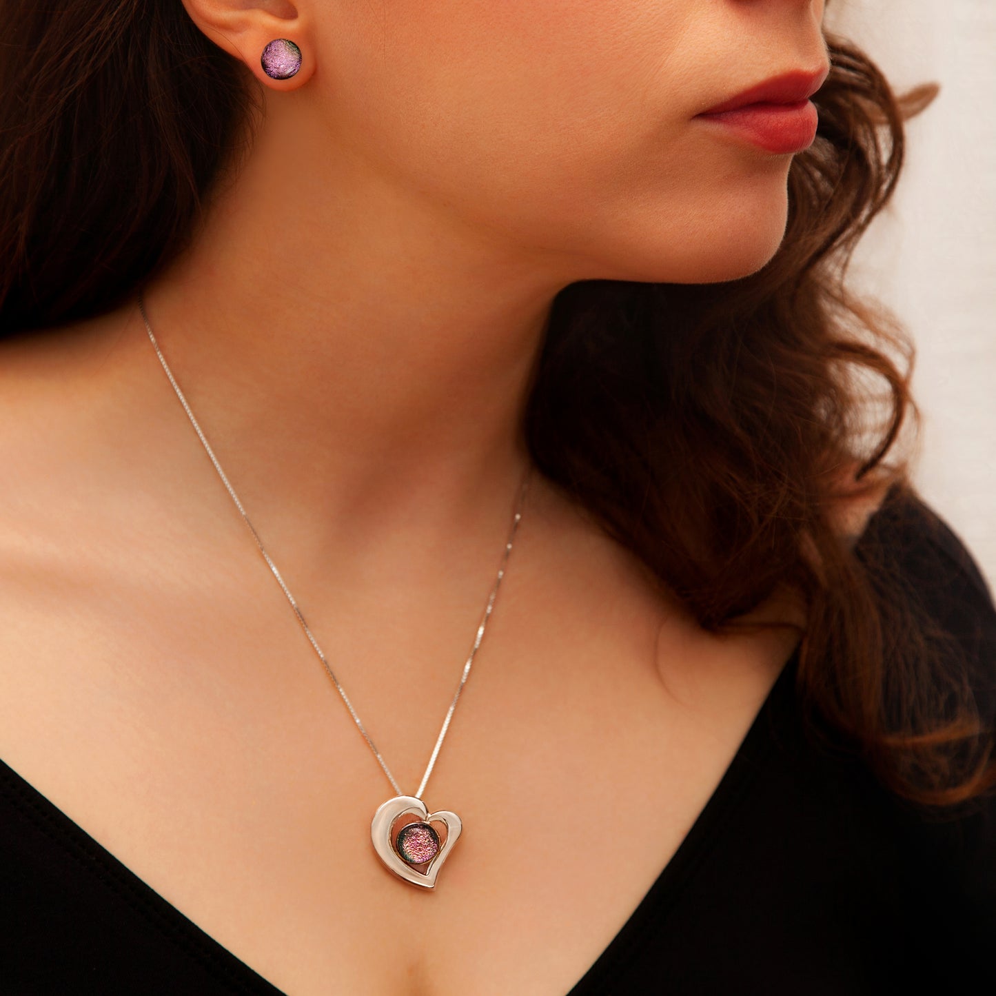 Stella Heart Necklace in Pink