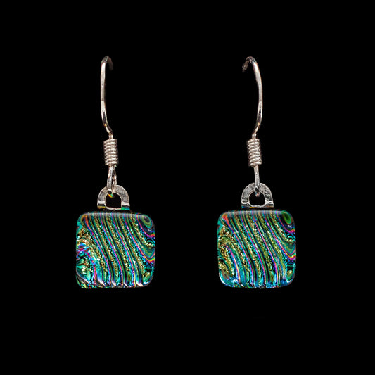 Nova Drop Earrings in Green Stripes