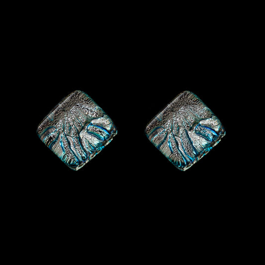 A pair of silver-coloured cube stud earrings