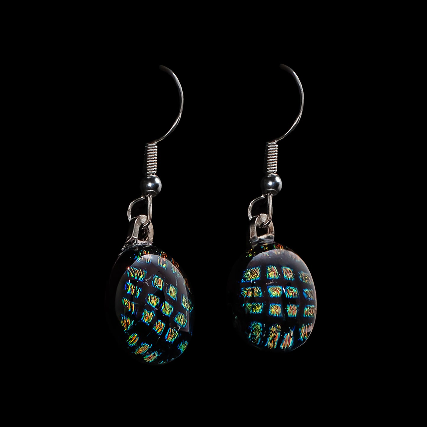 Orb Drop Earrings in Black/Red Squares