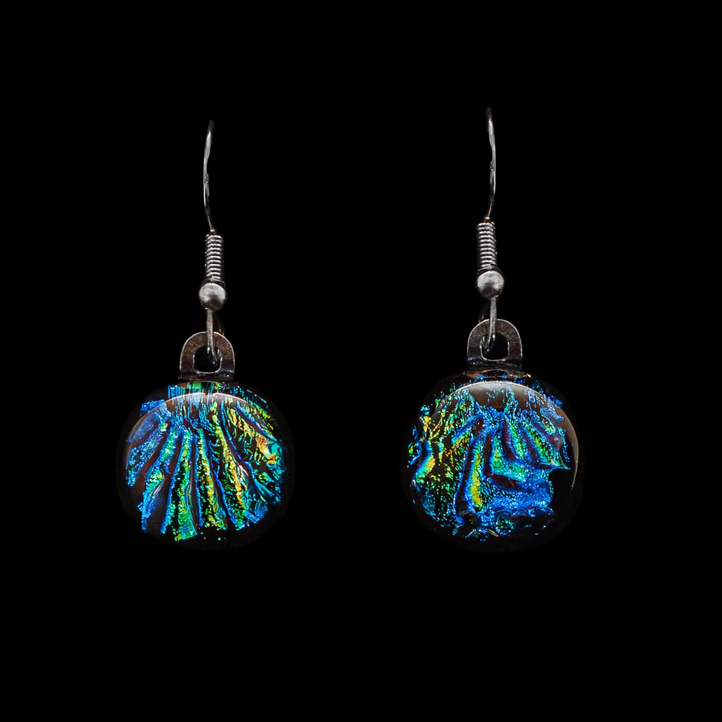 Orb Drop Earrings in Blue/Gold Florentine