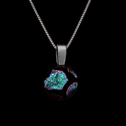 Orb Necklace in Black/Green Hexagons