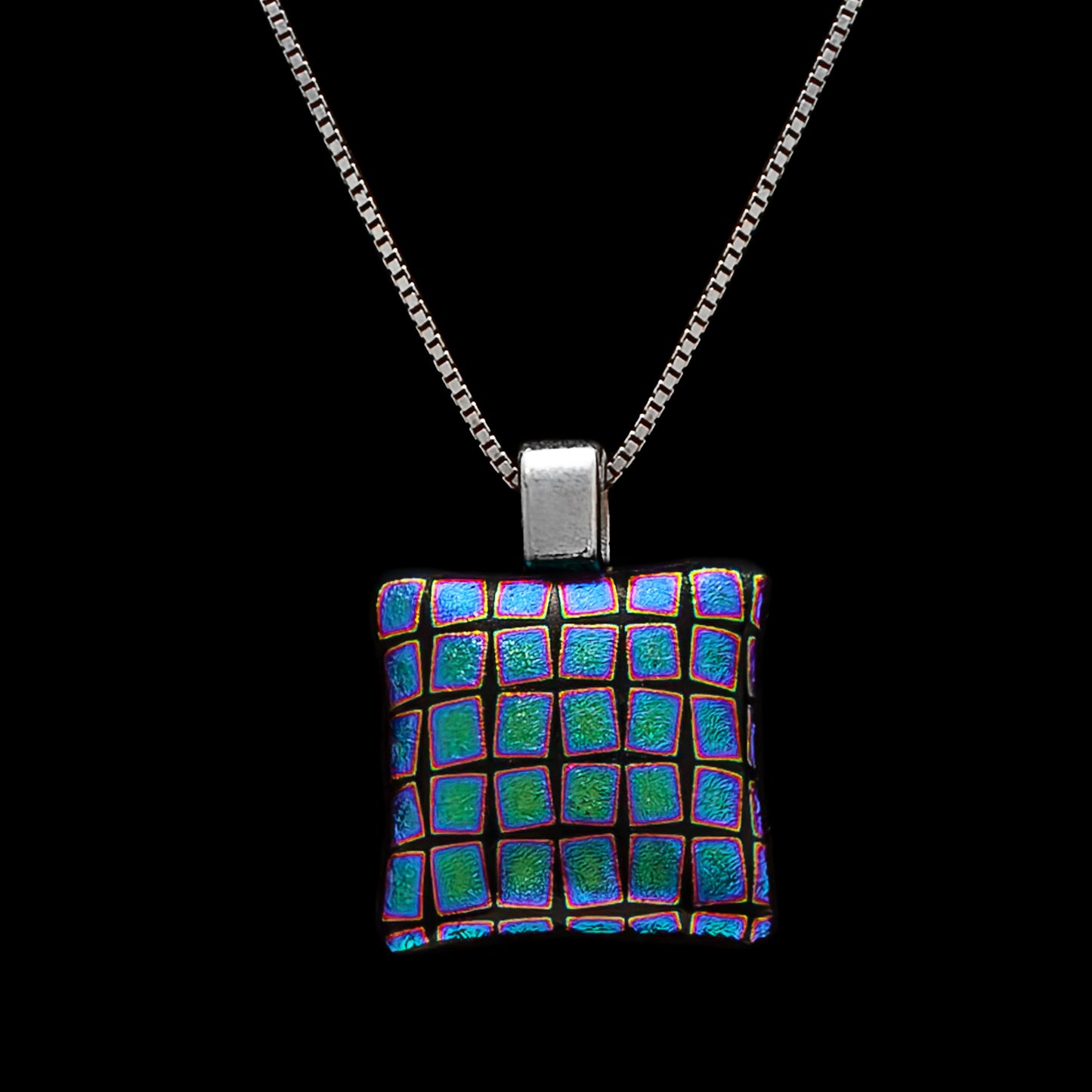 Astra Necklace in Black/Blue Squares