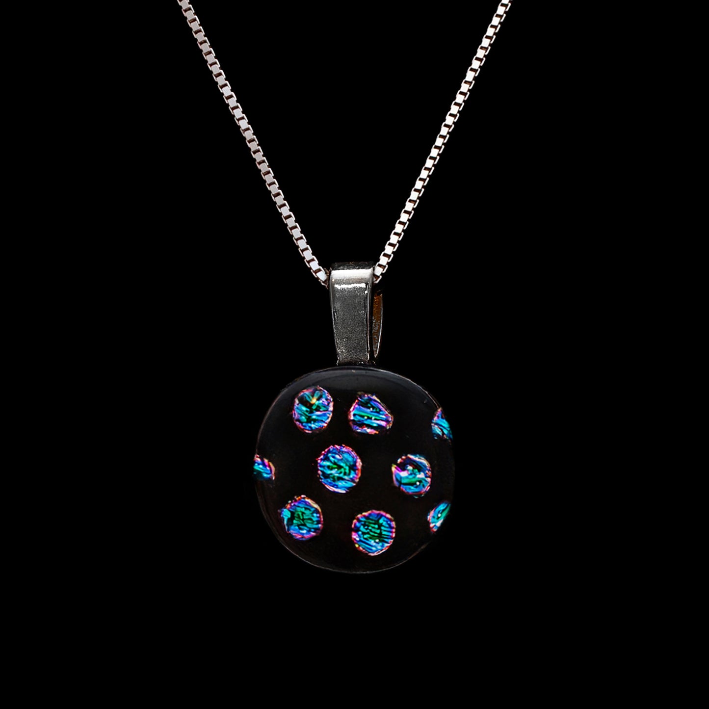 Orb Necklace in Black/Blue Dots