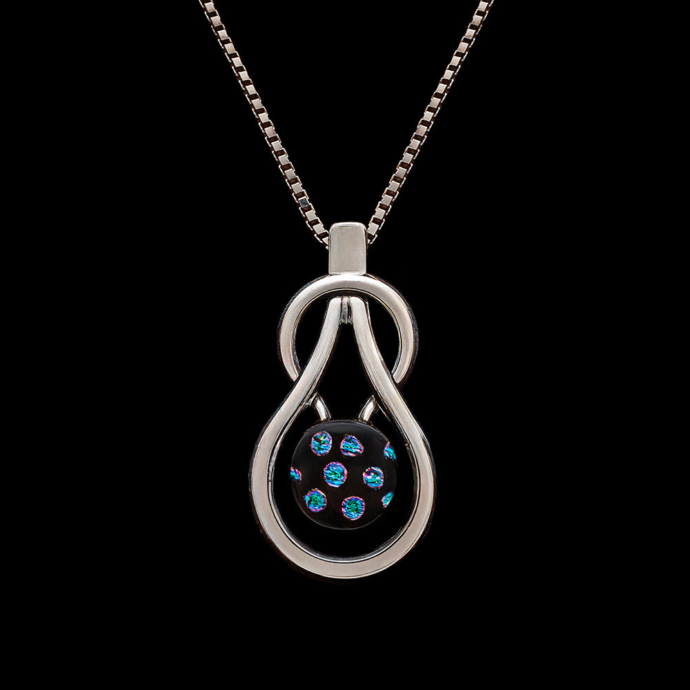 Stella Teardrop Knot Necklace in Black/Blue Dots