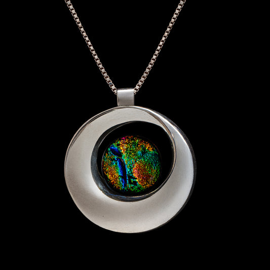 Stella Swirl Necklace in Green/Orange Bubbles