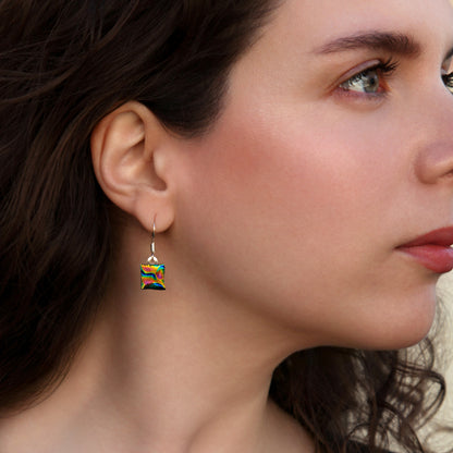 Astra Drop Earrings in Gold Pink Bubbles