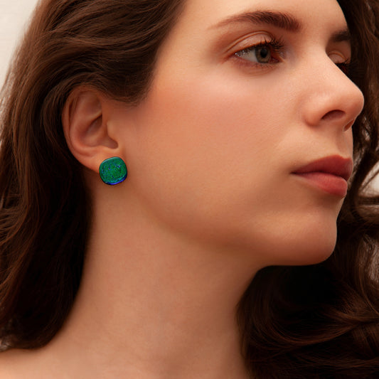 Luna May XL Stud Earrings in Dark Green