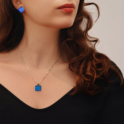Nova Stud Earrings in Blue Crinkle