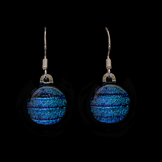 Orb Drop Earrings in Blue Stripes