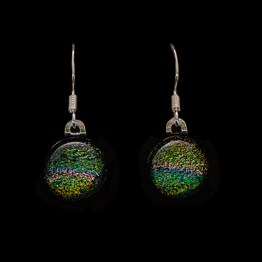 Orb Drop Earrings in Green/Orange Stripes