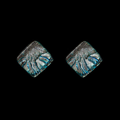 A pair of silver-coloured cube stud earrings