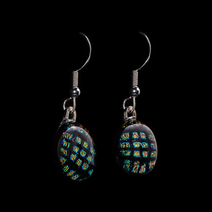 Orb Drop Earrings in Black/Red Squares