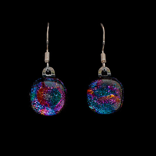 Orb Drop Earrings in Pink/Blue Ripple