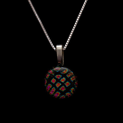 Orb Necklace in Black/Red Squares