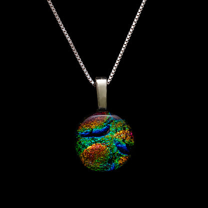 Orb Necklace in Green/Orange Bubbles