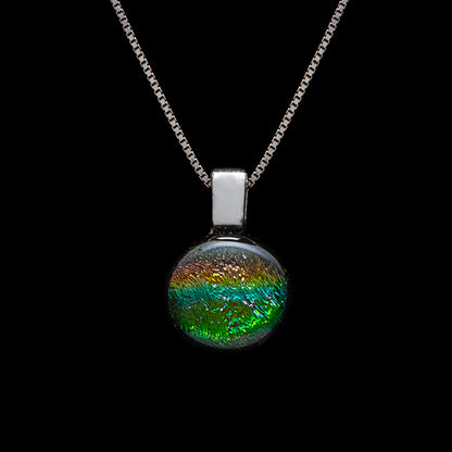 Orb Necklace in Green/Orange Stripes